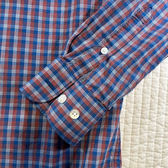 Original Penguin Blue Red Plaid Button Down Heritage Slim Fit Shirt Mens Size S - Picture 5 of 10